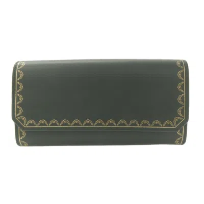 Pre-owned Cartier Green Leather Long Wallet (bi-fold) ()