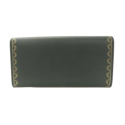 Pre-owned Cartier Green Leather Long Wallet (bi-fold) ()