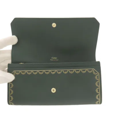 Pre-owned Cartier Green Leather Long Wallet (bi-fold) ()