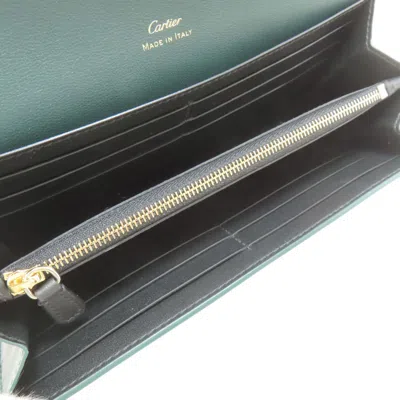Pre-owned Cartier Green Leather Long Wallet (bi-fold) ()