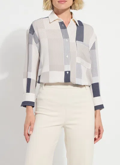 Lyssé Jessica Three Quarter Sleeve Cropped Shirt In Multi