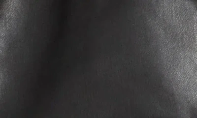 Vigoss Faux Fur Collared Faux Leather Dad Bomber Jacket In Black