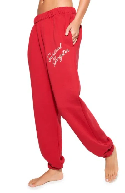 Spiritual Gangster Insignia Portia Cotton Sweatpants In Red