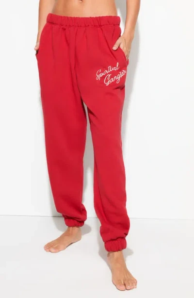 Spiritual Gangster Insignia Portia Cotton Sweatpants In Red