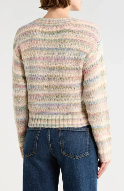 Lush Stripe Button Front Crop Cardigan In Neutral