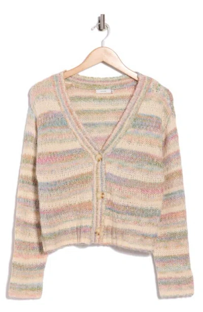 Lush Stripe Button Front Crop Cardigan In Neutral