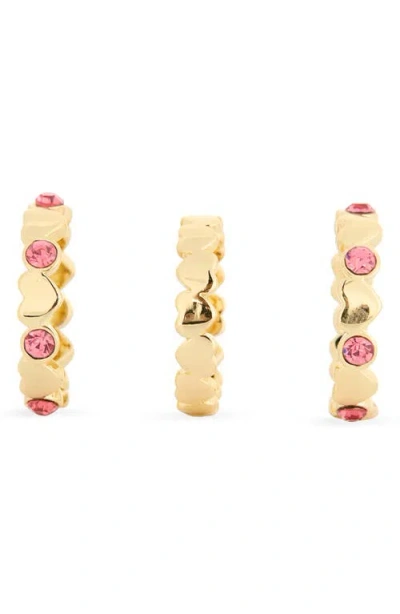 Covet Pack Of 3 Heart Cubic Zirconia Stacking Rings In Multi