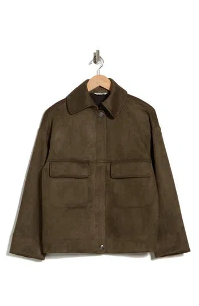 Max Studio Faux Suede Jacket In Green