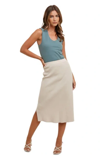 Wishlist Rib Knit Midi Skirt In Neutral