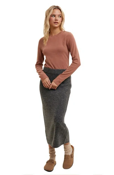 Wishlist Brushed Knit Sweater Midi Skirt In Gray