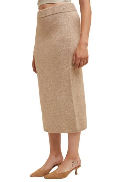 Wishlist Brushed Knit Sweater Midi Skirt In Neutral