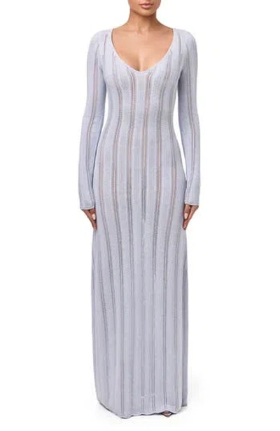 Naked Wardrobe Long Sleeve Knit Maxi Dress In Blue