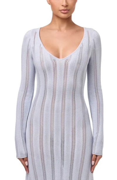 Naked Wardrobe Long Sleeve Knit Maxi Dress In Blue