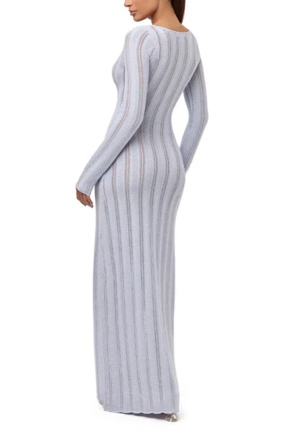 Naked Wardrobe Long Sleeve Knit Maxi Dress In Blue