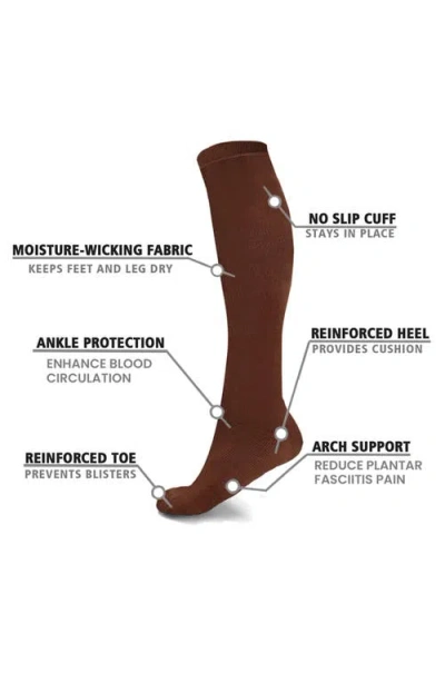 Extreme Fit 6-pack Elite Comfort Knee Length Compression Socks In Brown