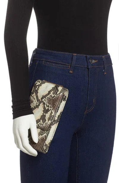 Nordstrom Margaux Snakeskin Print Leather Wallet On A Chain