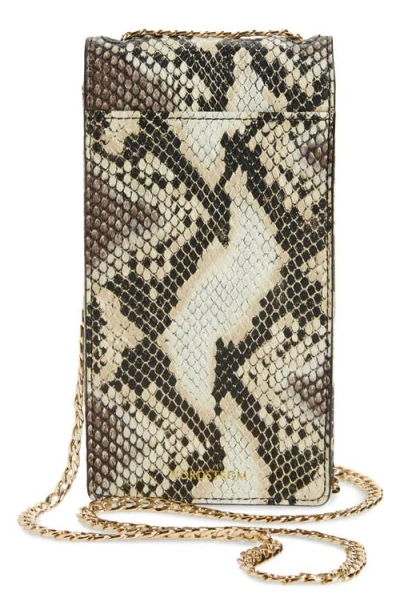 Nordstrom Margaux Snakeskin Print Leather Wallet On A Chain