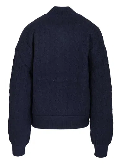 Polo Ralph Lauren Cable-knit Wool-cashmere Bomber Jacket Jackets Blue In Blue