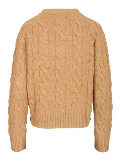 Polo Ralph Lauren Cable-knit Wool-cashmere Sweater Sweatshirts Beige In Brown