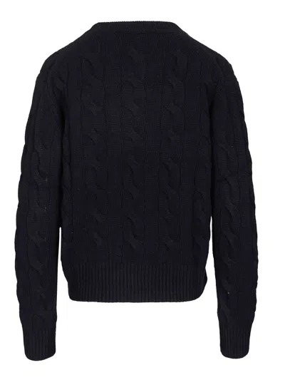 Polo Ralph Lauren Cable-knit Wool-cashmere Sweater Sweatshirts Blue In Black