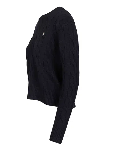 Polo Ralph Lauren Cable-knit Wool-cashmere Sweater Sweatshirts Blue In Black