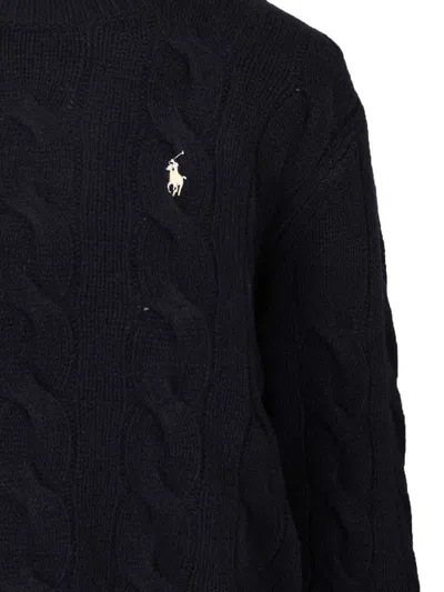 Polo Ralph Lauren Cable-knit Wool-cashmere Sweater Sweatshirts Blue In Black