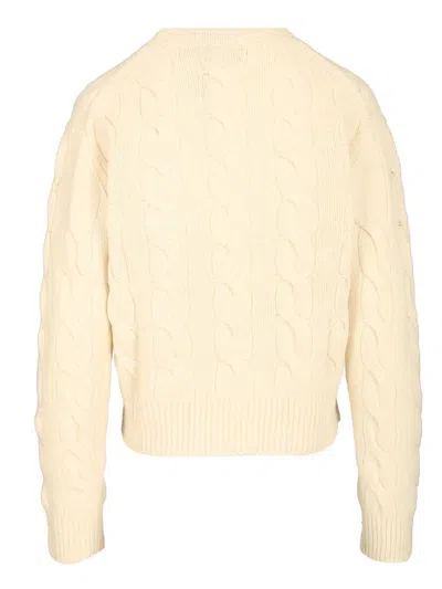 Polo Ralph Lauren Cable-knit Wool-cashmere Sweater Sweatshirts White In Neutral