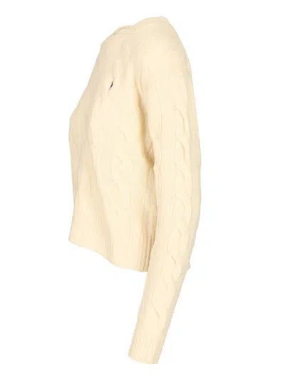 Polo Ralph Lauren Cable-knit Wool-cashmere Sweater Sweatshirts White In Neutral