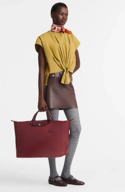 Longchamp Large Le Pilage Travel Bag In Red