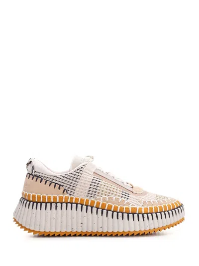 Chloé Multicolor Fabric Nama Sneakers In Neutral