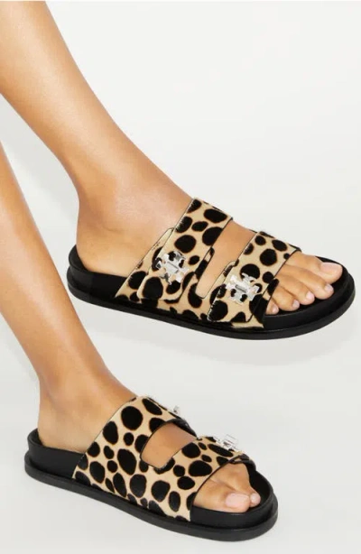 Tory Burch T-lock Genuine Calf Hair Sport Slide Sandal In Animal Print