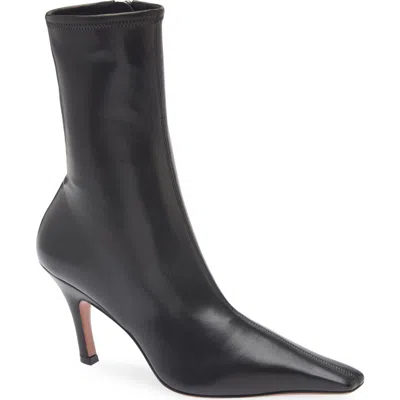 Amina Muaddi Jamie Nappa Leather Ankle Boots Stiletto In Black
