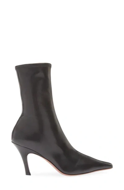 Amina Muaddi Jamie Nappa Leather Ankle Boots Stiletto In Black