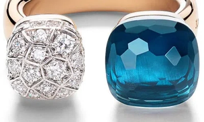 Pomellato Nudo Diamond & Blue Topaz Toi Et Moi Ring In Blue