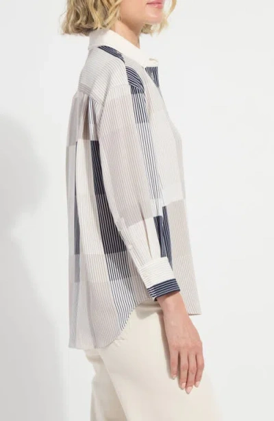 Lyssé Jessica Three Quarter Sleeve Cropped Shirt In Multi