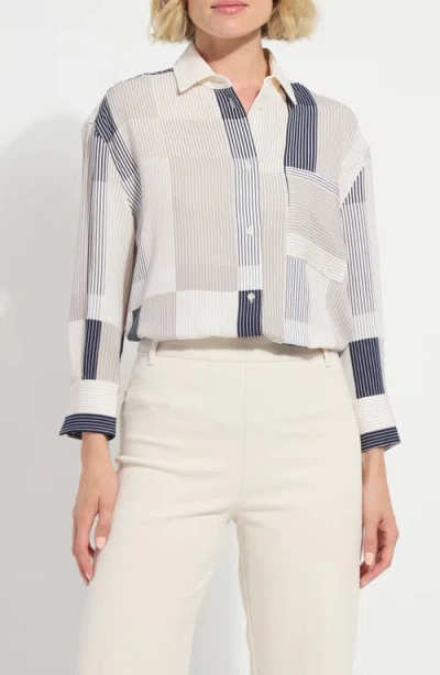 Lyssé Jessica Three Quarter Sleeve Cropped Shirt In Multi