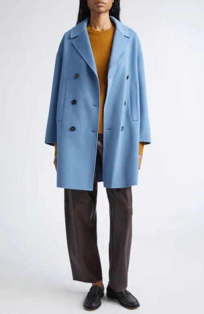 Max Mara Wool Broadcloth Midi Coat In Blue
