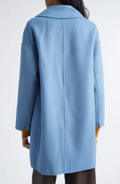 Max Mara Wool Broadcloth Midi Coat In Blue