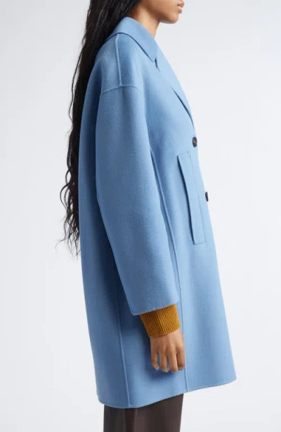 Max Mara Wool Broadcloth Midi Coat In Blue