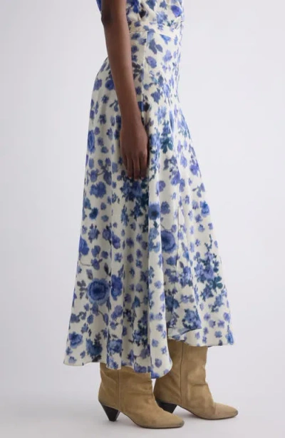 Isabel Marant Sakura Pleated Floral-print Silk-blend Midi Skirt In Blue