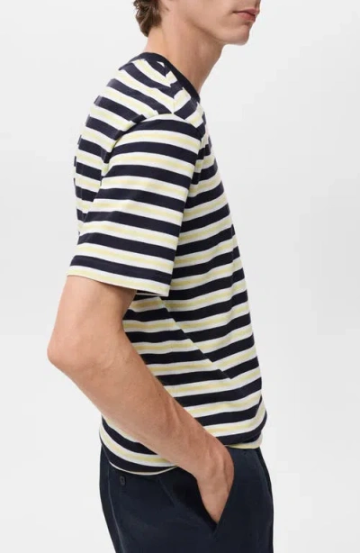 Mango Regular Fit Stripe Cotton T-shirt In Black