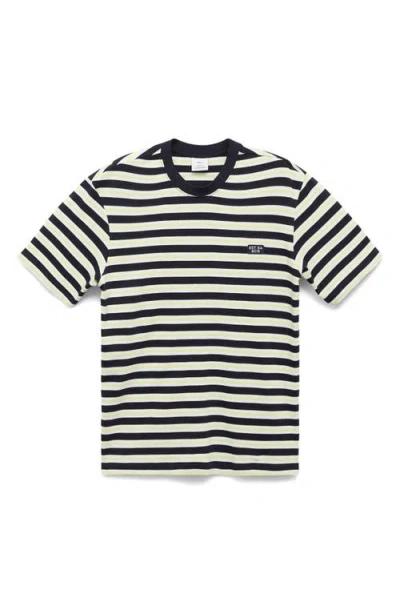 Mango Regular Fit Stripe Cotton T-shirt In Black