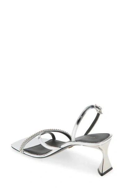 Stella Mccartney Elsa Embellished Mirrored Slingback Sandals In White