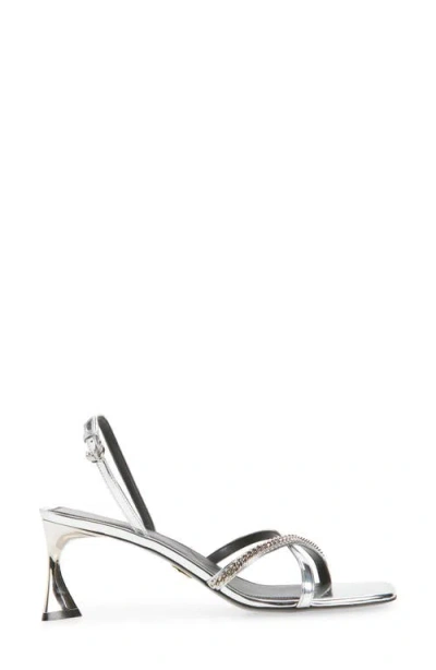 Stella Mccartney Elsa Embellished Mirrored Slingback Sandals In White