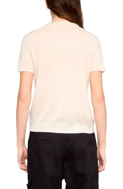 Zadig & Voltaire Idal Aero Heart Crystal Embellished Short Sleeve Cashmere Graphic Sweater In White