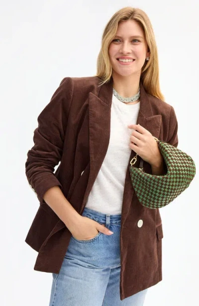 Clare V . Petit Moyen Woven Messenger Bag In Neutral