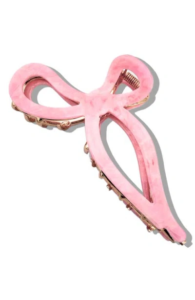 Solar Eclipse Hand Painted Bow Claw Clip & Comb Set In Pink