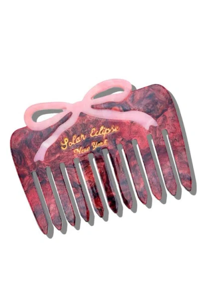 Solar Eclipse Hand Painted Bow Claw Clip & Comb Set In Pink