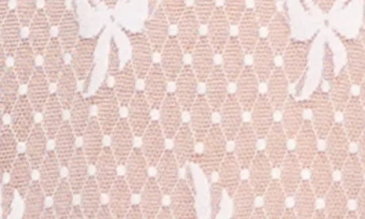 In Bloom By Jonquil Stretch Mesh Bow Pattern Babydoll & Thong In Pink