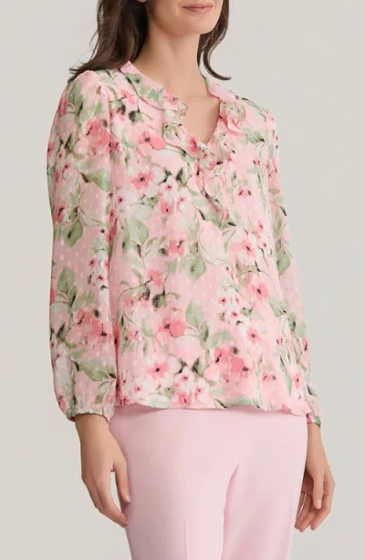 Kasper Ruffle Clip Dot Top In Multi